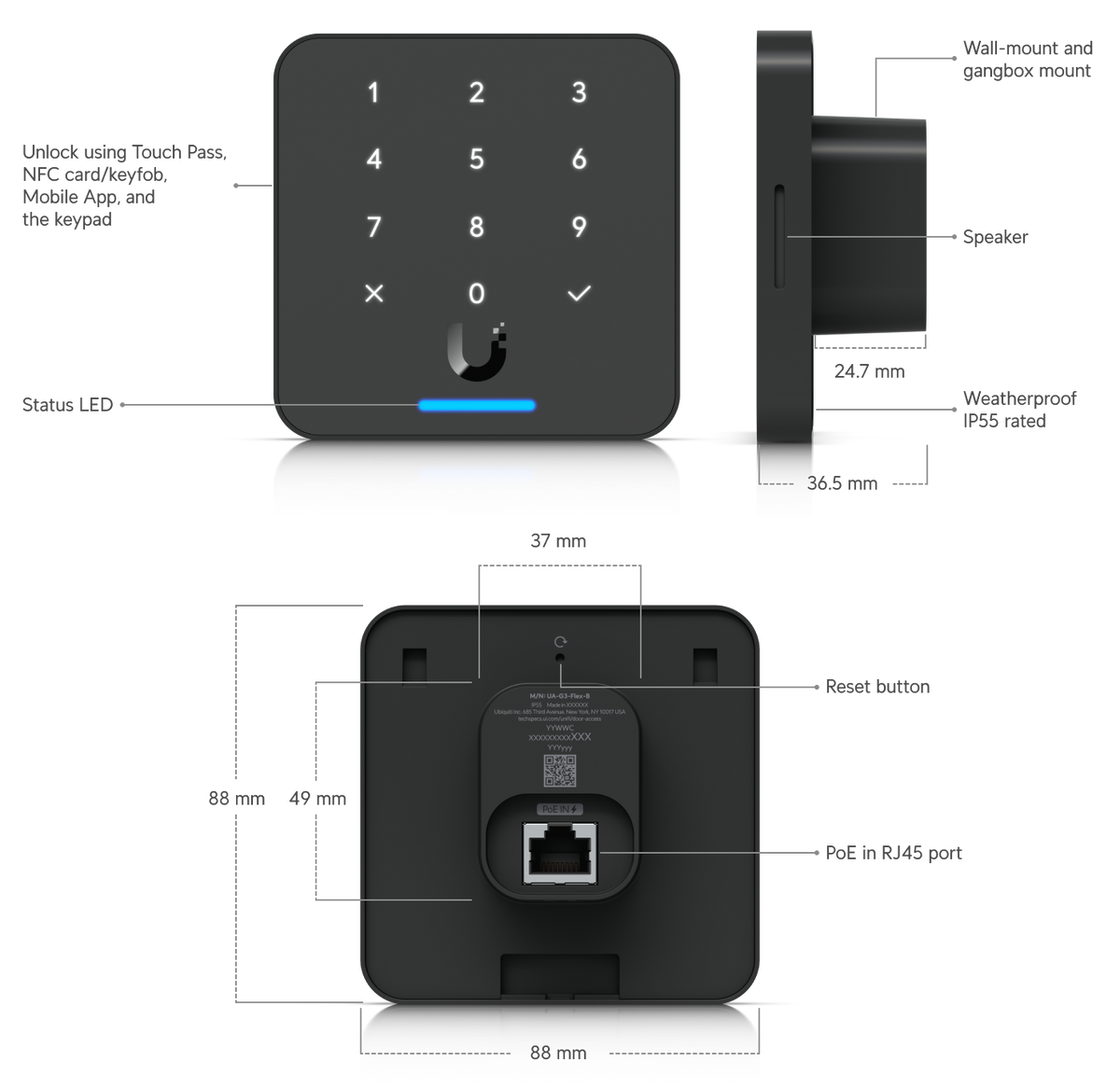 Ubiquiti UniFi Access G3 Reader Flex Black UA-G3-Flex-B