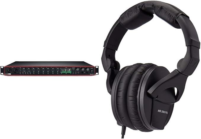 USB Audio Interface and  Headphones, Black