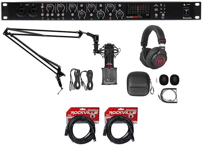 Mic Preamp+Boom+Mic+Headphones+Cables