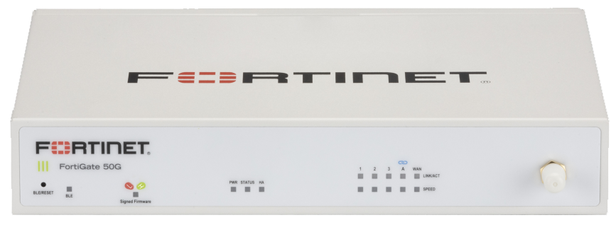 Fortinet FortiGate 50G firewall — front angled product image