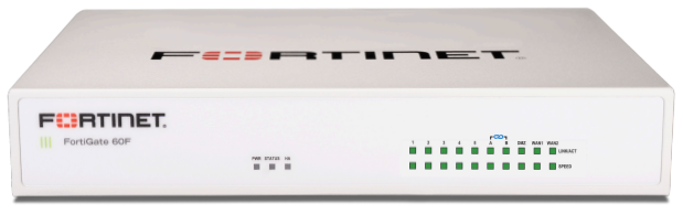Fortinet FortiGate 60F firewall — front angled product image